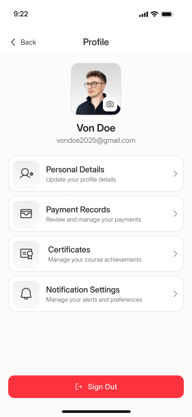 App screen