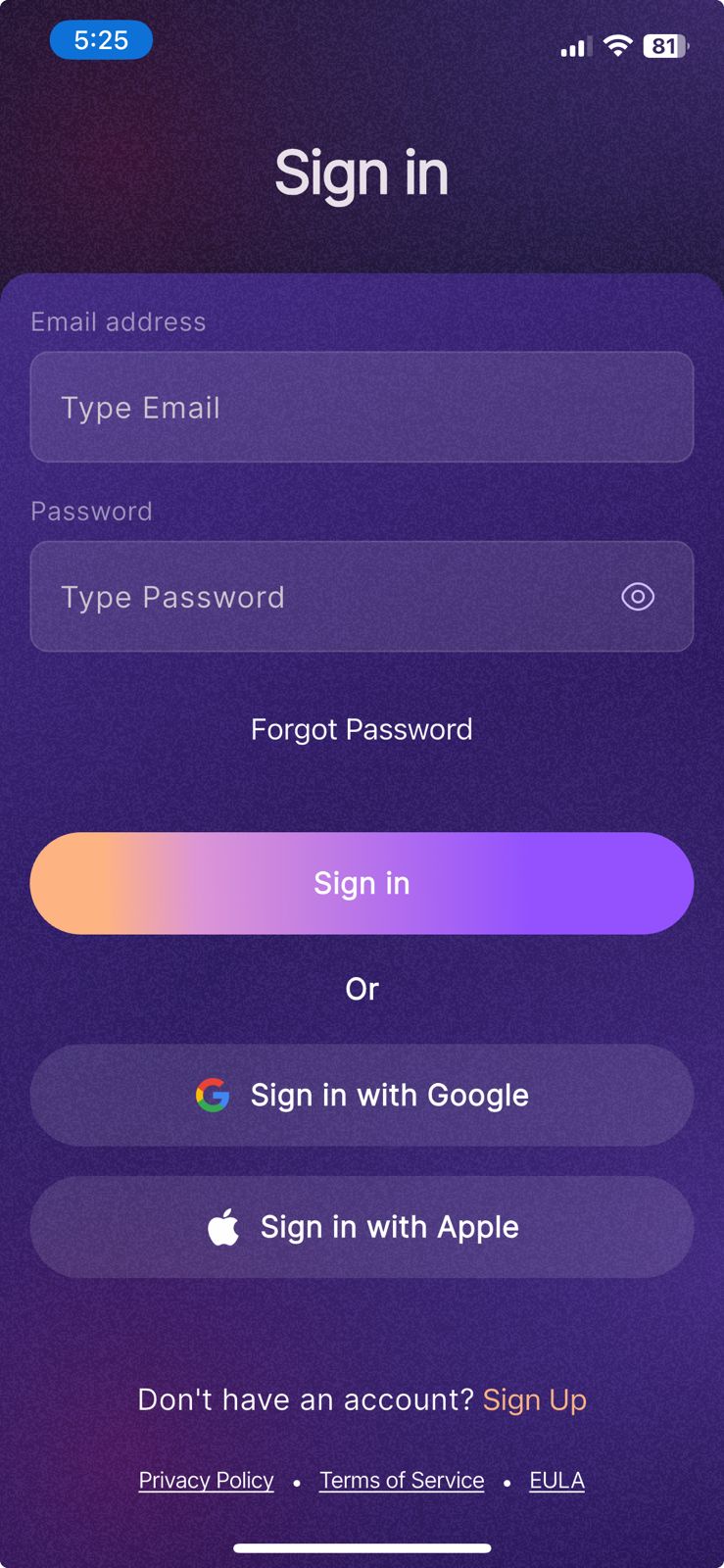 App screen
