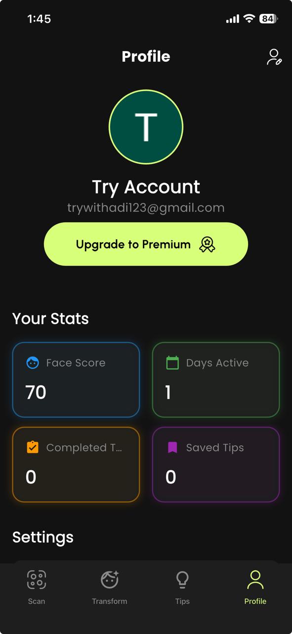 App screen