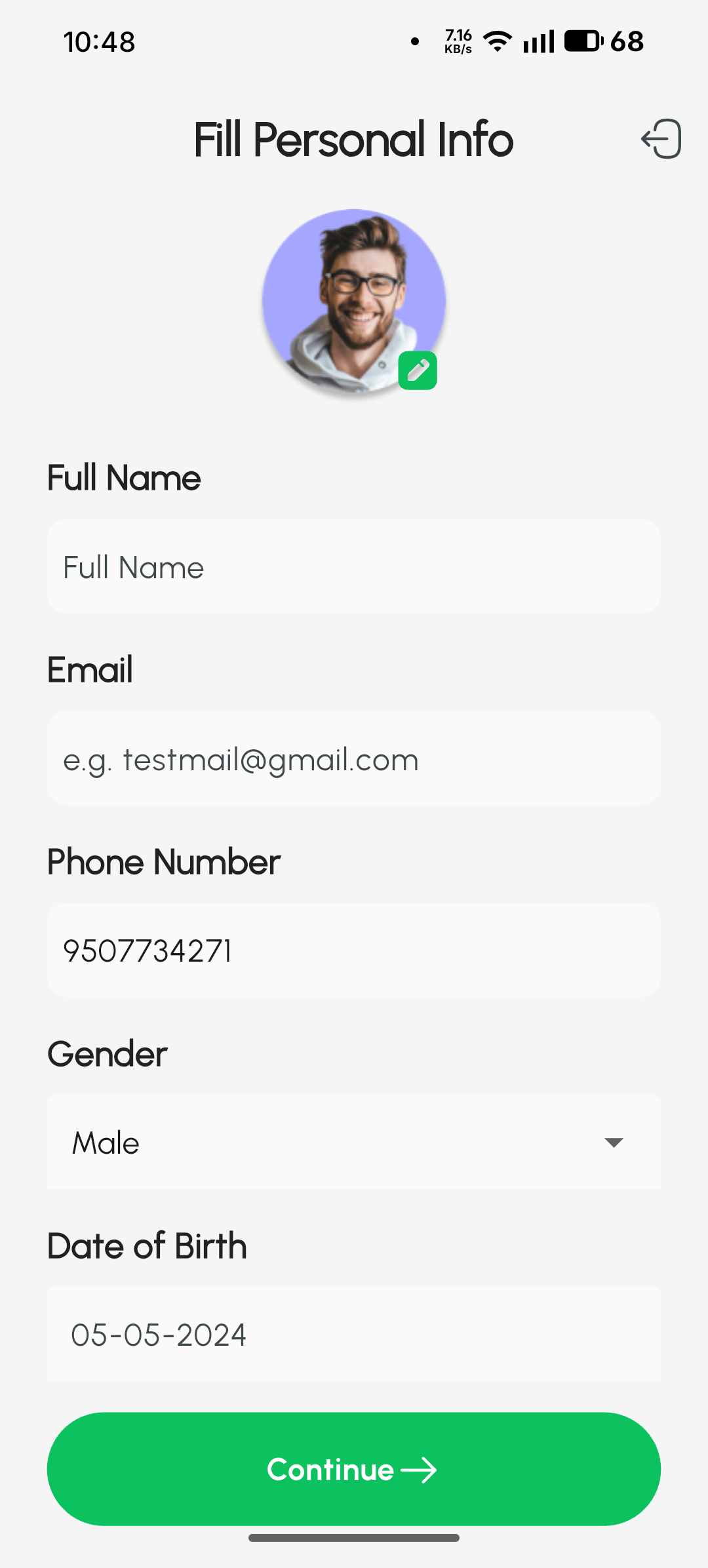 App screen