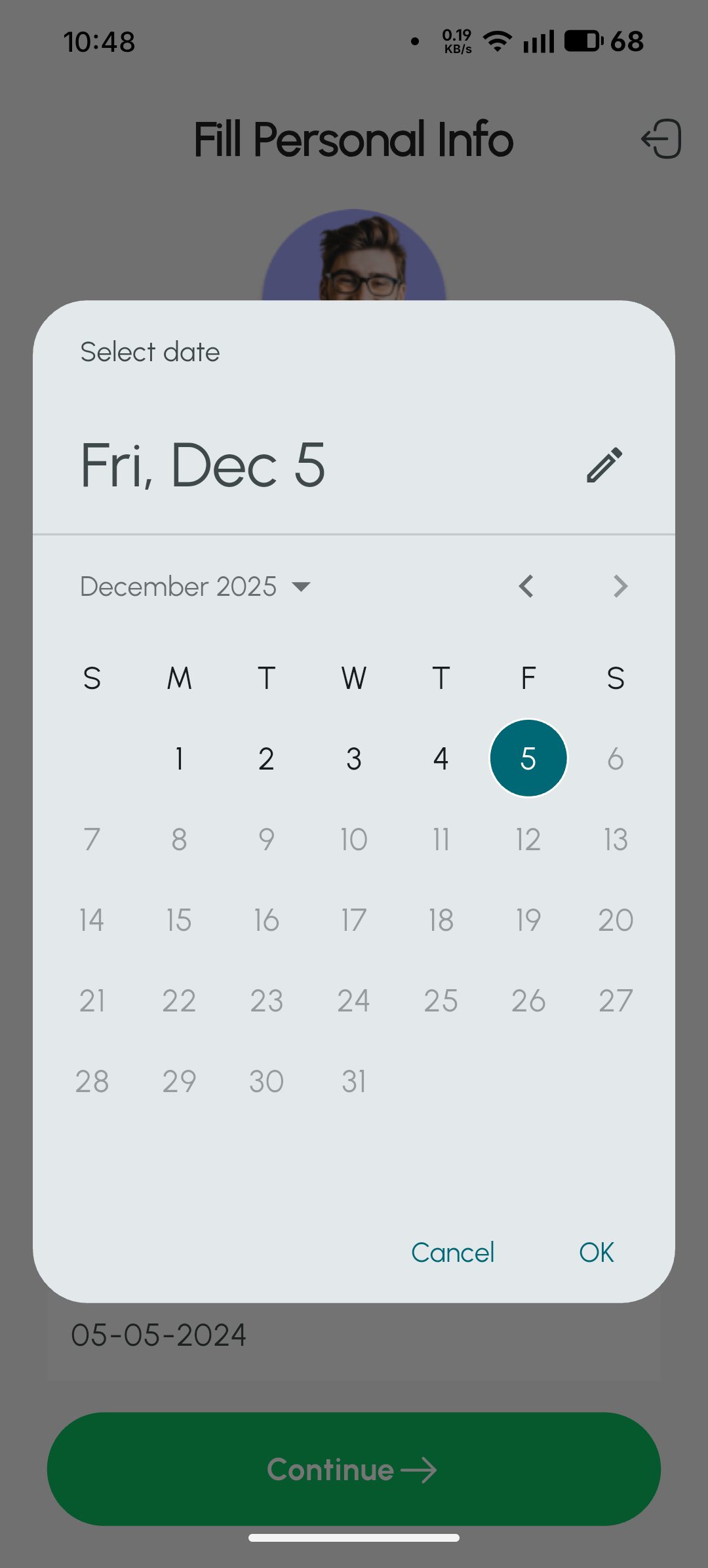 App screen